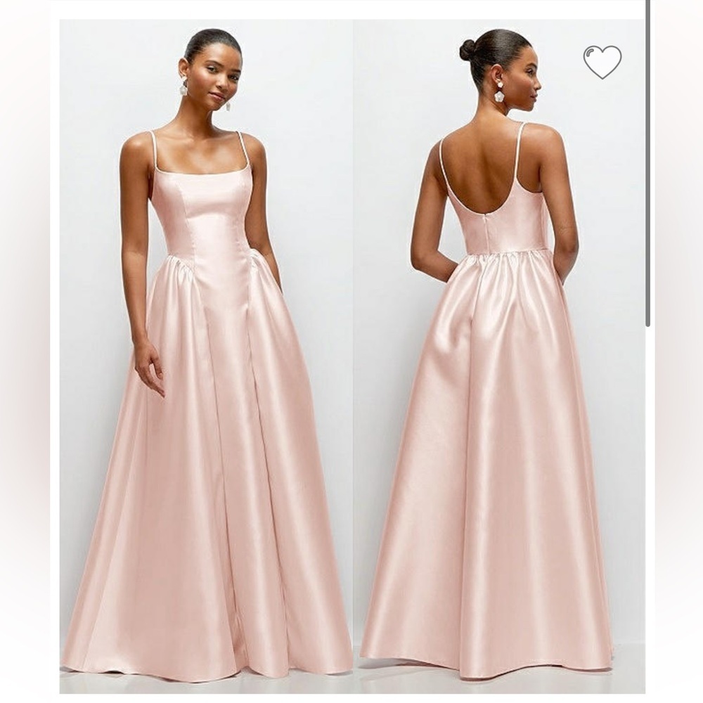 new Dessy Collection Jillian basque waist satin twill gown in blush pink